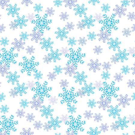Blue snowflakes on a white background. Wallpaper, texture, background. Seamless.のイラスト素材