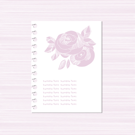 Rose on a white sheet template for invitation card, banner, background.のイラスト素材