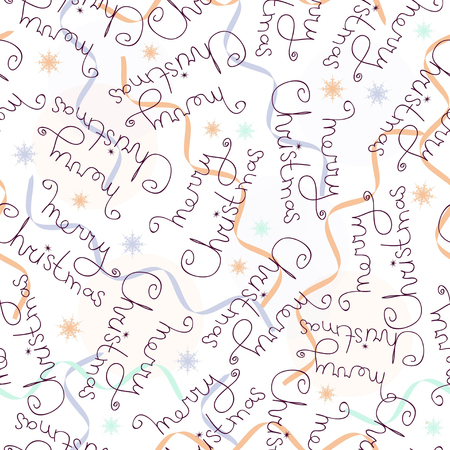 merry christmas text seamless pattern on light background. Vector illustration.のイラスト素材