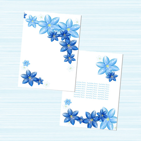 Blue flowers on a white background. Template. Card. Invitation. Setのイラスト素材
