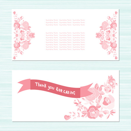 Pink roses. Card for anniversary, birthday. Invitation Template. Setのイラスト素材