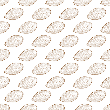 Almond. Nut. Background, wallpaper, seamless. Sketch. Monochromeのイラスト素材