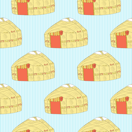 Yurt. Sketch. Background, texture, wallpaper, seamless.のイラスト素材