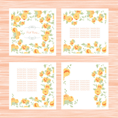 Template. Yellow roses. Wedding invitation, greeting card, background, banner. Set. sketchのイラスト素材