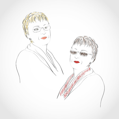 Woman wearing glasses. Sketch.のイラスト素材