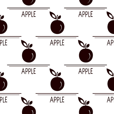 Apple. Silhouette on a white background. Wallpaper, seamless, texture.のイラスト素材