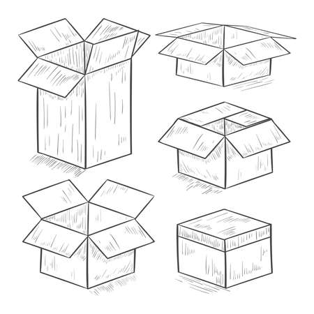 Box. Packaging. Set. On a white backgroundのイラスト素材