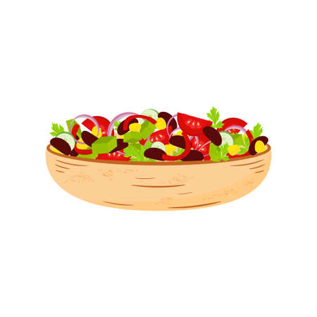 Mexican vegetable salad. Vegetables on a plate.のイラスト素材