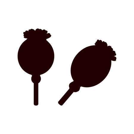 Poppy, opium. Black silhouette on a white background.のイラスト素材