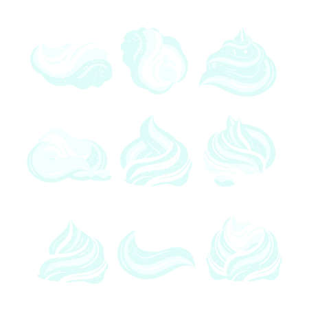 Whipped cream. Vector set in a flat style on a white background.のイラスト素材