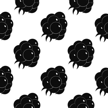 Raspberry Black silhouette on a white background. Seamless vector pattern.のイラスト素材