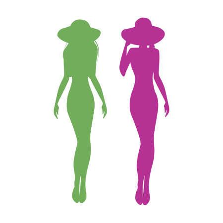 Silhouette of a woman in a hat. Vectorのイラスト素材