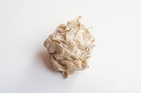 Crumpled paper on white backgroundの写真素材