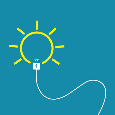 bulb idea with usb cable. new idea. vector illustration.のイラスト素材