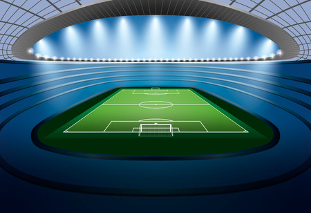 Soccer Stadium with spot light. Football Stadium. Soccer arena.のイラスト素材