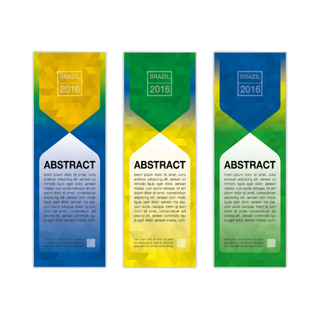 Abstract banner background in colors of Brazil. Three colors concept for Brazil 2016. vector .のイラスト素材