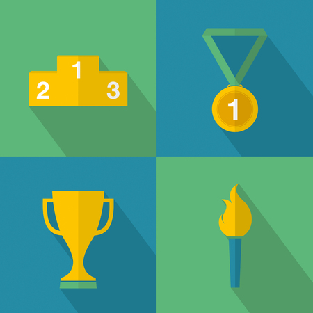 Set of sport game icons for winners in competitions. Vector illustration.のイラスト素材