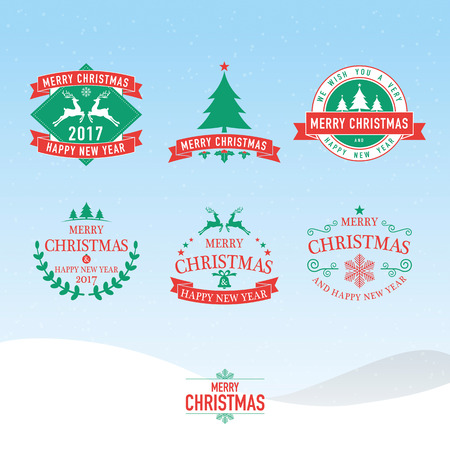 Christmas and New Year symbols for designs postcard, invitation, poster and others. Vector illustrationのイラスト素材