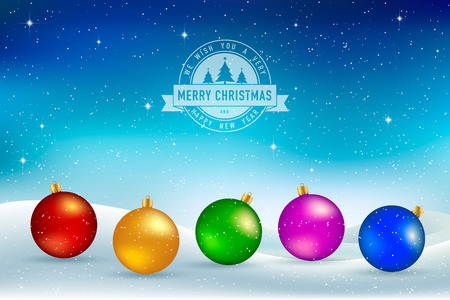 Christmas greeting card. Colorful Christmas balls with black background. Vector illustration.のイラスト素材