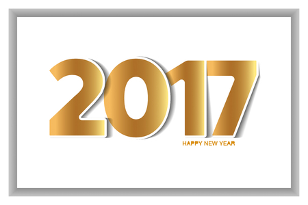 Happy new year 2017 text design paper cut style.