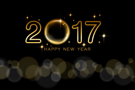 Happy new year 2017 text design with golden star