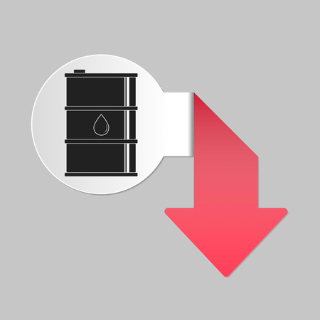 Oil price concept. Oil and arrow falling down symbol.のイラスト素材