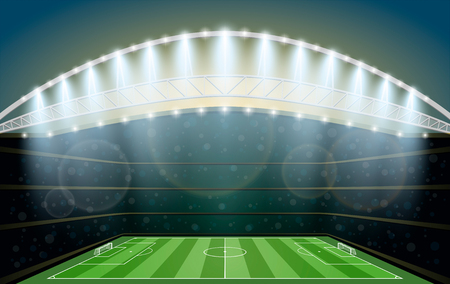 Soccer Stadium with spot light. Football Arena. Vector illustration.のイラスト素材