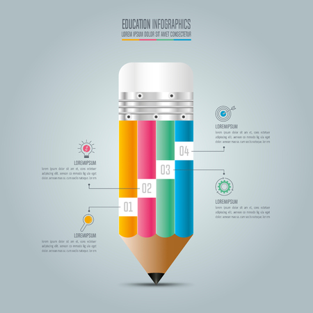 Education infographics template 4 step option. Timeline infographic design vector and marketing icons for presentation, workflow layout, diagram, annual report, web design.のイラスト素材