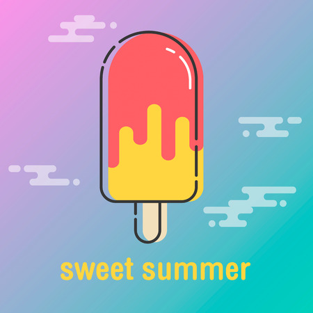 Sweet summer background. Ice cream icon design for banner, voucher discount, invitation card, backdrop, paper bag, t-shirt and template design. Vector Illustration.のイラスト素材