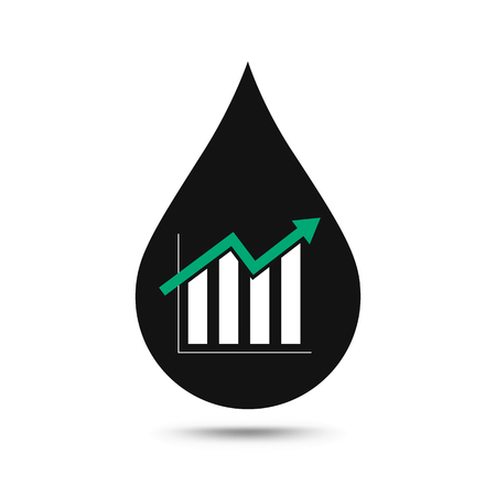 Oil industry concept. Oil price growing up graph with oil drop. Financial markets. vector illustration.のイラスト素材
