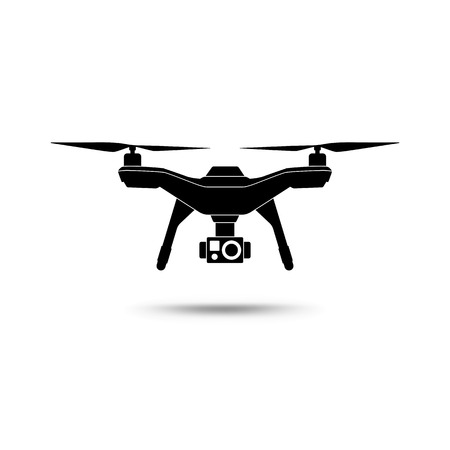 Drone icon. Copter or quadcopter with camera isolated on white background. Vector illustration.のイラスト素材
