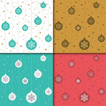 Christmas and happy new year pattern set. Winter holiday pattern with snowflake. Vector illustration.のイラスト素材
