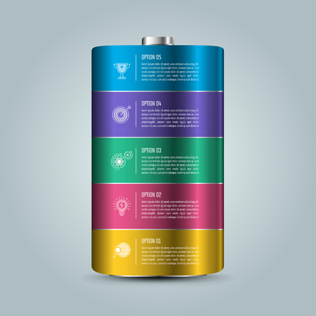 Creative concept for infographic with 5 options, parts or processes. Timeline infographic business design and marketing icons for presentation, annual report, diagram, workflow layout and web design.のイラスト素材