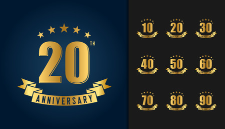 Set of golden anniversary logo concept design.のイラスト素材