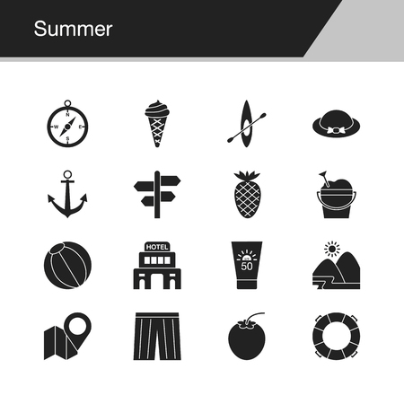 Summer icons. Design for presentation, graphic design, mobile application, web design, infographics. Vector illustration.のイラスト素材