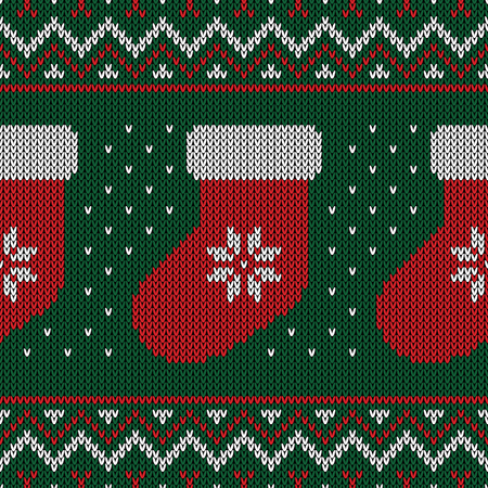 Christmas knitted pattern. Winter geometric seamless pattern. Design for sweater, scarf, comforter or clothes texture. Vector illustration.のイラスト素材