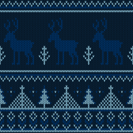 Christmas knitted pattern. Winter geometric seamless pattern. Design for sweater, scarf, comforter or clothes texture. Vector illustration.のイラスト素材