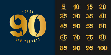 Set of anniversary logotype. Golden anniversary celebration emblem design for company profile, booklet, leaflet, magazine, brochure poster, web, invitation or greeting card. Vector illustration.のイラスト素材