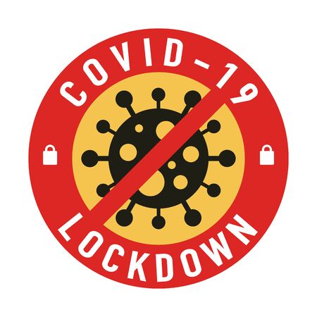 Covid-19 lockdown for quarantine concept. Protect yourself and help prevent spreading the virus to others. Novel Coronavirus (2019-nCoV).Vector illustration.のイラスト素材