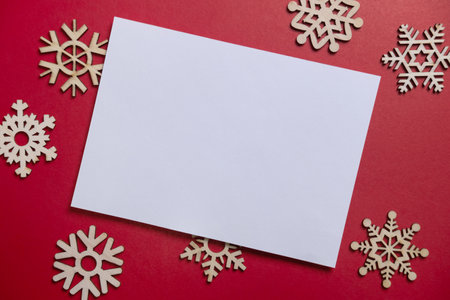 Christmas winter festive ornament. Wooden reindeer, pine tree and gift boxes decoration on white background. Christmas holiday party decoration. Minimal holiday greeting season.の写真素材