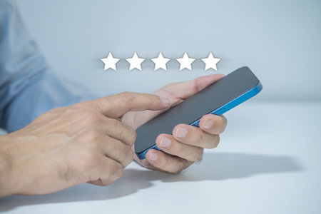 Mobile phone customers give 5 star satisfaction rating for service received.