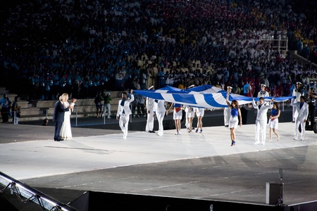 Athens 2011 Special Olympics Opening Ceremony - Flag in front of Papouliasのeditorial素材