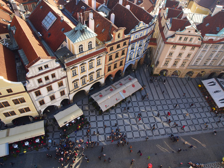 Old Town Square, View from the Town Hall tower, red roofs, autumn Octoberのeditorial素材