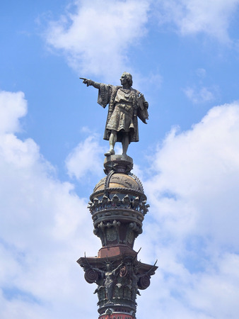 Monument of Christopher Columbus in the harbour of Barcelona, at the end of the famous street Las Ramblas.Catalonia, Spainのeditorial素材