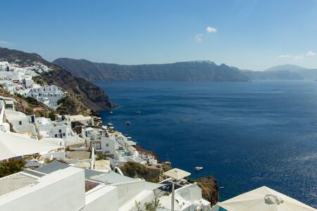 Type of sea with the island of Santorini, Greece