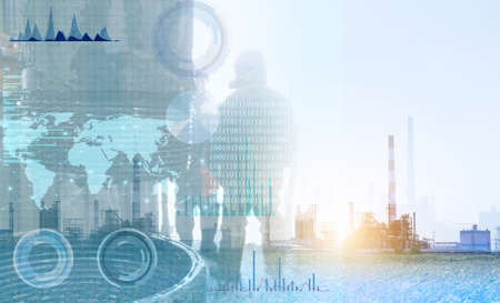 automation of oil and gas production to prevent accidental drilling of wells. The use of artificial intelligence to process and store data when drilling wells and finding productive fieldsの写真素材