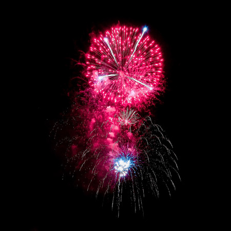 Night fireworks different colors on a black background. Can be used for mounting.