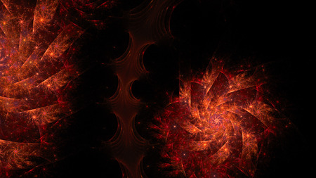 Colored fantasy. Beautiful fractal image of bright colored lines. Illustration of physical processes. Fluctuations in space.の写真素材