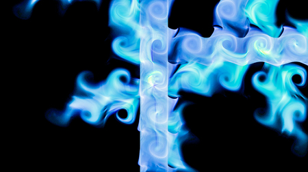 Illustration of cross color lines. Partially blurry figure. The fractal visualization. Spatial shapes and lines. Symbolizes the eternal movement of time and space. Unknown objects around us.の写真素材