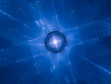 Illustration of squares rectangles and lines. The fractal visualization. Spatial shapes and lines. Symbolizes the eternal movement of time and space. Unknown objects around us.の写真素材